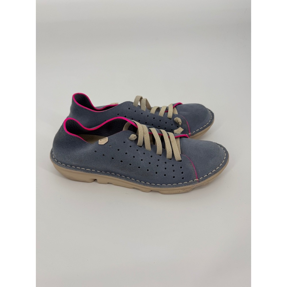 On Foot Your Way Grey Suede Neon Pink Trim Sneakers Made in Spain Womens 40